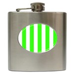 Vertical Stripes - White and Neon Green Hip Flask (6 oz)