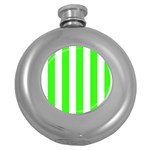 Vertical Stripes - White and Neon Green Hip Flask (5 oz)