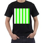 Vertical Stripes - White and Neon Green Men s T-Shirt (Black)