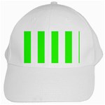 Vertical Stripes - White and Neon Green White Cap