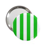 Vertical Stripes - White and Lime Green 2.25  Handbag Mirror