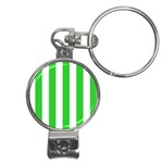 Vertical Stripes - White and Lime Green Nail Clippers Key Chain