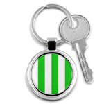 Vertical Stripes - White and Lime Green Key Chain (Round)