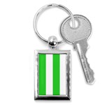 Vertical Stripes - White and Lime Green Key Chain (Rectangle)