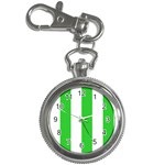 Vertical Stripes - White and Lime Green Key Chain Watch