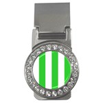 Vertical Stripes - White and Lime Green Money Clip (CZ)