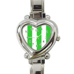 Vertical Stripes - White and Lime Green Heart Italian Charm Watch