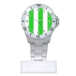 Vertical Stripes - White and Lime Green Nurses Watch