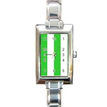 Vertical Stripes - White and Lime Green Rectangle Italian Charm Watch