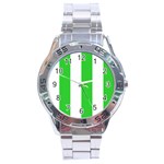 Vertical Stripes - White and Lime Green Stainless Steel Analogue Watch
