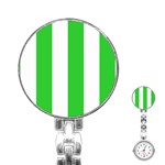 Vertical Stripes - White and Lime Green Stainless Steel Nurses Watch