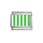 Vertical Stripes - White and Lime Green Italian Charm (9mm)