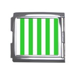 Vertical Stripes - White and Lime Green Mega Link Italian Charm (18mm)