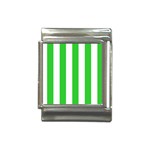 Vertical Stripes - White and Lime Green Italian Charm (13mm)