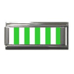 Vertical Stripes - White and Lime Green Superlink Italian Charm (9mm)