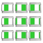 Vertical Stripes - White and Lime Green 9mm Italian Charm (9 pack)
