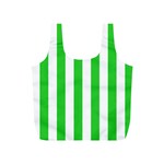 Vertical Stripes - White and Lime Green Full Print Recycle Bag (S)