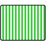Vertical Stripes - White and Lime Green Double Sided Fleece Blanket (Medium) (Two Sides)
