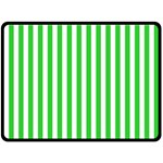 Vertical Stripes - White and Lime Green Double Sided Fleece Blanket (Large) (Two Sides)