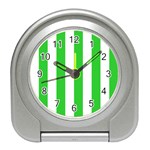 Vertical Stripes - White and Lime Green Desk Alarm Clock