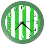 Vertical Stripes - White and Lime Green Color Wall Clock