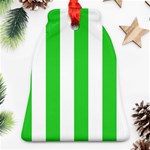 Vertical Stripes - White and Lime Green Bell Ornament (Two Sides)