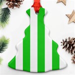 Vertical Stripes - White and Lime Green Christmas Tree Ornament (Two Sides)