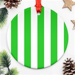 Vertical Stripes - White and Lime Green Ornament (Round)