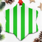 Vertical Stripes - White and Lime Green Snowflake Ornament (Two Sides)
