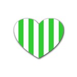 Vertical Stripes - White and Lime Green Heart Coaster (4 pack)