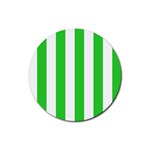 Vertical Stripes - White and Lime Green Rubber Round Coaster (4 pack)