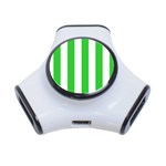 Vertical Stripes - White and Lime Green Portable USB Hub (One Side)