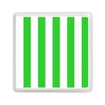 Vertical Stripes - White and Lime Green Memory Card Reader with Storage (Square)