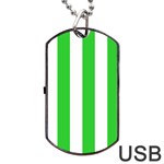 Vertical Stripes - White and Lime Green Dog Tag USB Flash (Two Sides)