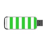 Vertical Stripes - White and Lime Green Portable USB Flash (Two Sides)