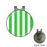 Vertical Stripes - White and Lime Green Golf Ball Marker Hat Clip