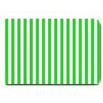Vertical Stripes - White and Lime Green Large Doormat