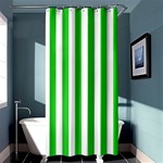 Vertical Stripes - White and Lime Green Shower Curtain 36  x 72  (Stall)