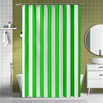 Vertical Stripes - White and Lime Green Shower Curtain 48  x 72  (Small)