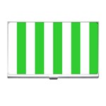 Vertical Stripes - White and Lime Green Business Card Holder