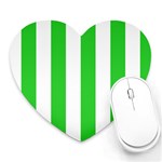 Vertical Stripes - White and Lime Green Heart Mousepad