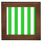 Vertical Stripes - White and Lime Green Framed Tile
