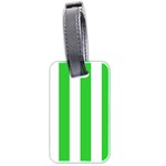 Vertical Stripes - White and Lime Green Luggage Tag (Two Sides)