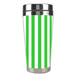 Vertical Stripes - White and Lime Green Stainless Steel Travel Tumbler