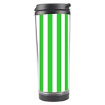 Vertical Stripes - White and Lime Green Travel Tumbler