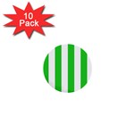 Vertical Stripes - White and Lime Green 1  Mini Button (10 pack)