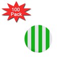 Vertical Stripes - White and Lime Green 1  Mini Button (100 pack)