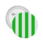 Vertical Stripes - White and Lime Green 2.25  Button