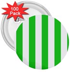Vertical Stripes - White and Lime Green 3  Button (100 pack)