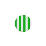 Vertical Stripes - White and Lime Green 1  Mini Magnet